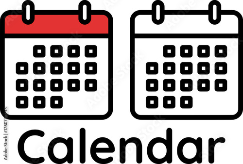 Flat vector of a calendar in color and outline version, educational design