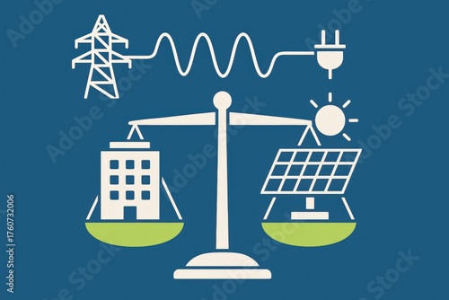 Balancing Renewable Energy Sources and Traditional Power Generation Representing a Sustainable Future with Economic Viability and Environmental Harmony captured with clarity