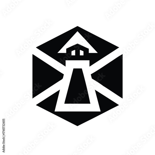 Minimal lighthouse logo geometric modern design with clean stylized look Vector illustration