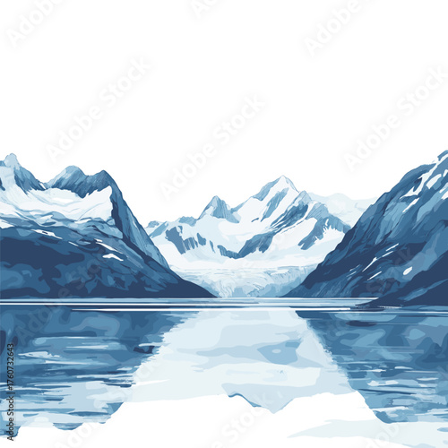 Glacier Bay National Park. Glacier Bay National Park hand drawn watercolor illustration
