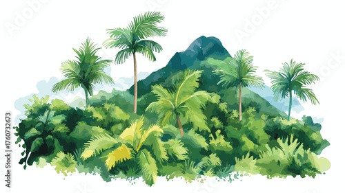 El Yunque National Forest. El Yunque National Forest hand drawn watercolor illustration