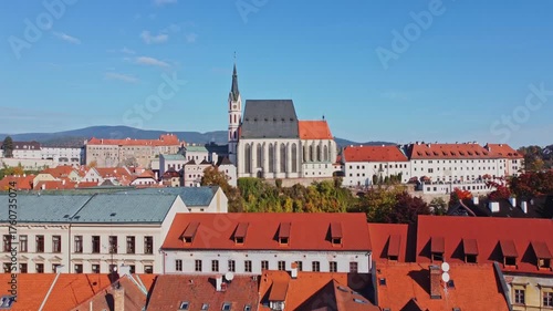 Drone View over Český Krumlov in Bohemia, Czech Republic – UNESCO Heritage and Vltava River