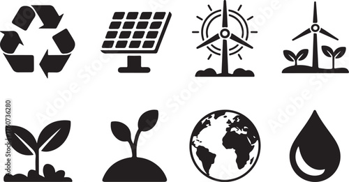 Go green icons for nature loving sustainable Earth