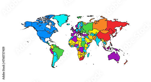 world map illustration highlighting global regions a colorful representation of continents and countries ideal for geographic education and international studies