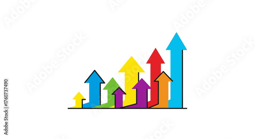 upward trend colorful arrows pointing up symbolizing growth progress and success in business strategies for financial reports and marketing materials