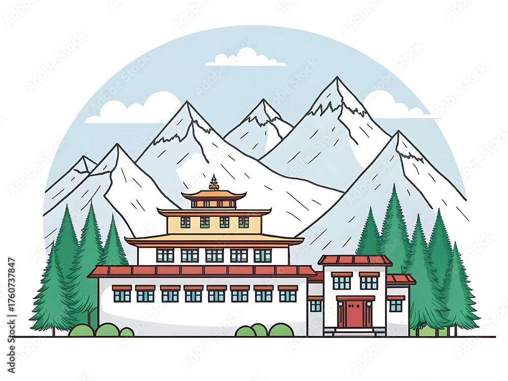 Fototapeta premium Simplified Himalayan monastery