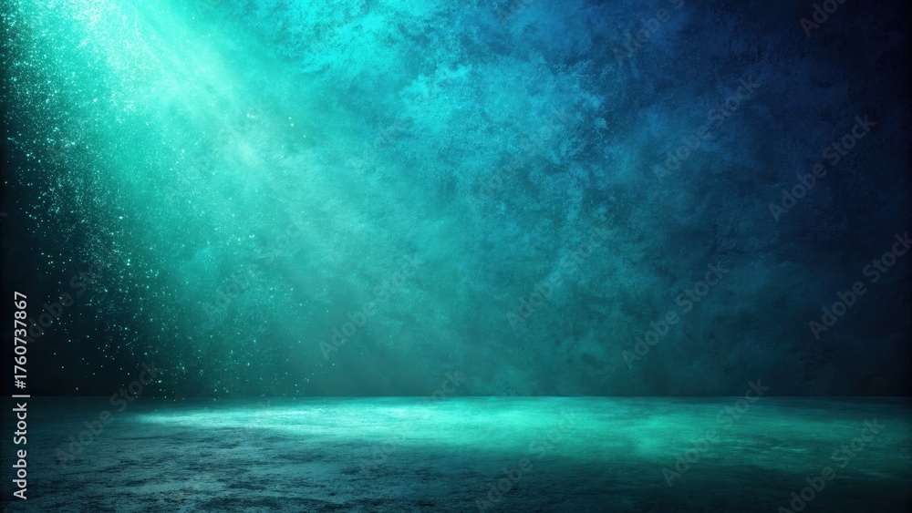 Fototapeta premium Mysterious blue and green light illuminates textured wall