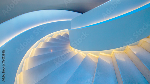 Colorful spiral staircase landscape indoors