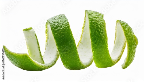 Vibrant Lime Fruit Peels In Various Curled Shapes Isolated On Transparent Background