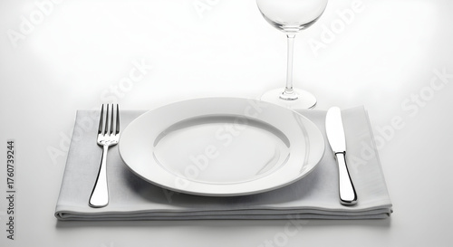 Formal Table Setting With Plate Fork Knife And Glass