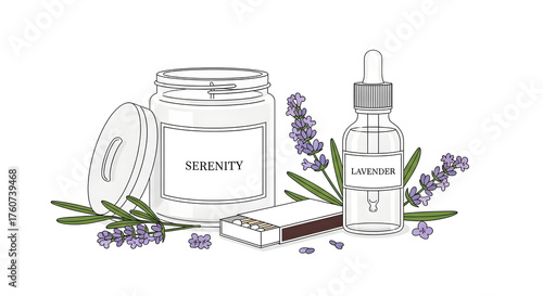 Lavender Scented Candle and Essential Oil Set matches