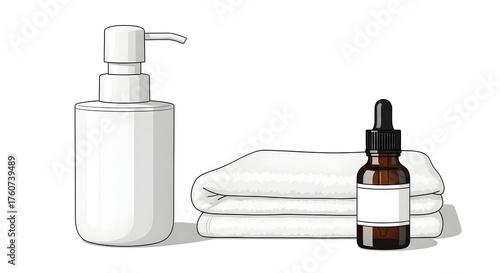 Lotion dispenser folded towels and dropper bottle pump bottle