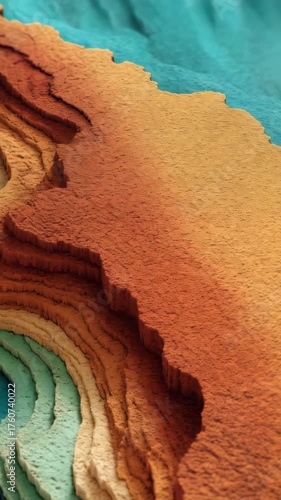Abstract Layered Textures in Earthy Tones with Blue Accents