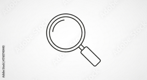 Illustration of a magnifying glass with a black outline, , symbolizing search, zoom, or investigation concept