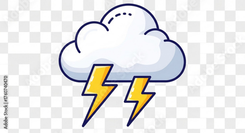A cartoon cloud with lightning bolts, representing a storm, weather, or a power outage in a simple style
