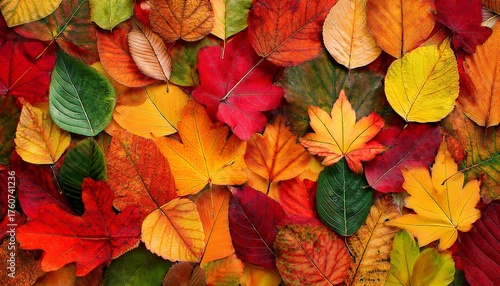 Wallpaper Mural Leaf Pattern Cheerfully Displays Bright Colors Of Autumn And Natural Design Torontodigital.ca