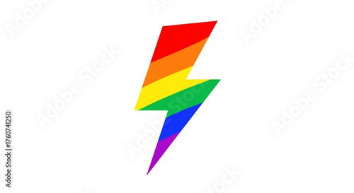 A vibrant rainbowcolored lightning bolt on, symbolizing diversity, pride, and energy in a striking design