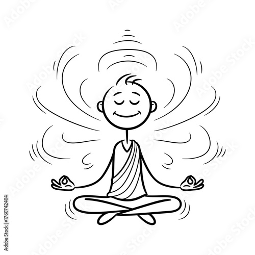 Cartoon character meditating in a peaceful pose illustrating wellness concept  