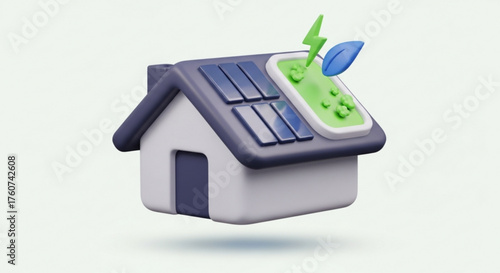 Ecofriendly home with solar panels and green roof a sustainable living concept, showcasing renewable energy and harmony