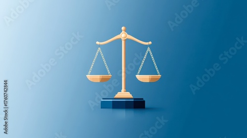 Wallpaper Mural A balanced scale against a bluish background symbolizes justice and fairness, This image can be used in legal, educational, or ethical contexts to convey themes of balance and truth, Torontodigital.ca