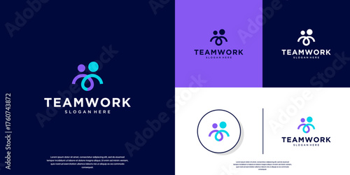 simple abstract logo of human relationships, social, teamwork, vector design illustration.
