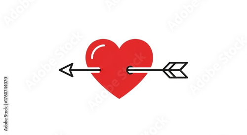 Heart with arrow love, valentine, romance, passion, cupid, heart shape, arrow, love symbol simple line drawing style