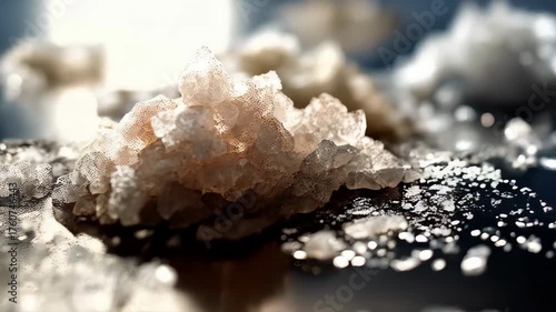 Close-Up of White Sugar Granules With Blurred Background Effect