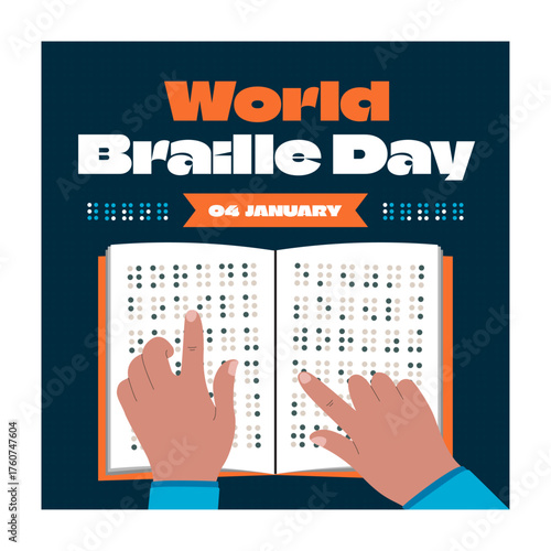 World Braille Day Hands Reading Braille Book