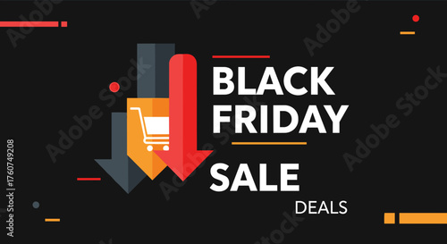 Black Friday Sale Deals banner illustration for seasonal shopping discounts and promotions