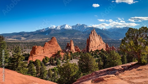 Pikes Peak Soaring Over Garden Of The Gods Panorama