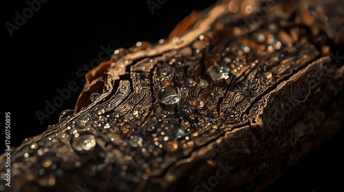 Macro of a Tree Bark, Abstract Wallpaper, CloseUp of Dew, Awesome Texture with Light, Beautiful Background, using generative ai