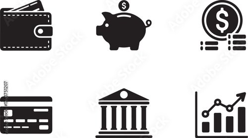 Financial success icons for business investment