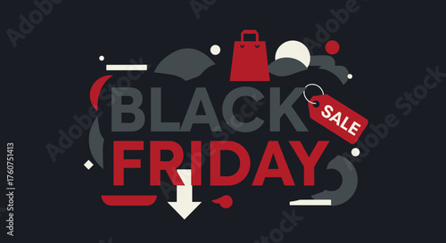 Black Friday sale banner design Shopping discounts and retail promotion graphic