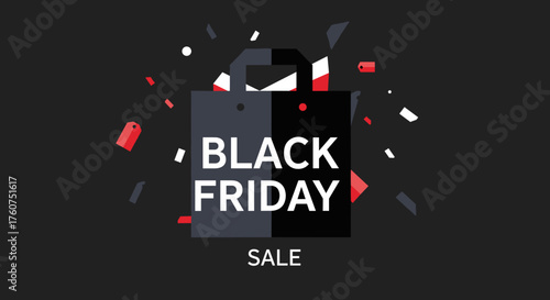 Minimalist Black Friday Sale design on dark background for advertising