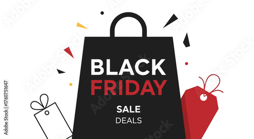 Modern Black Friday banner design Shopping bag graphic promoting sale and discounts