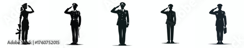 vector silhouette of an army soldier saluting gesture