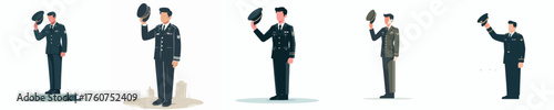 vector of an army soldier raising his hat