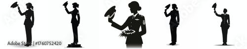 silhouette vector of an female army soldier raising his hat