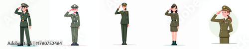 vector of an female army soldier saluting gesture