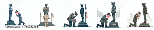vector of an army soldier honoring a veteran's monument