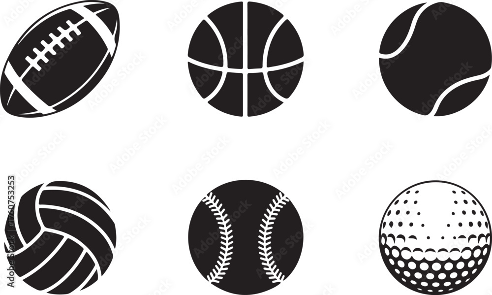 Obraz premium Sport balls icons for team spirit designs bold