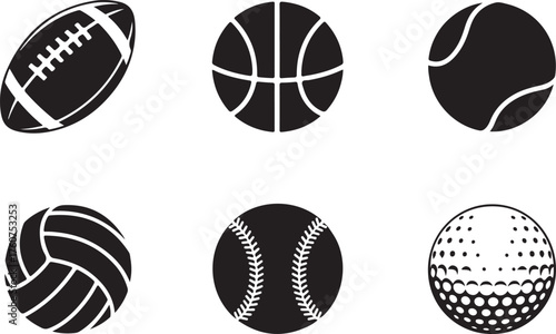 Sport balls icons for team spirit designs bold