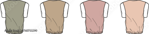 Various color schemes for vest apparel design Olive, khaki, blush, and taupe garment styles