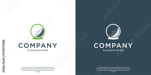 abstract golf ball logo, premium sports symbol, vector graphic template.