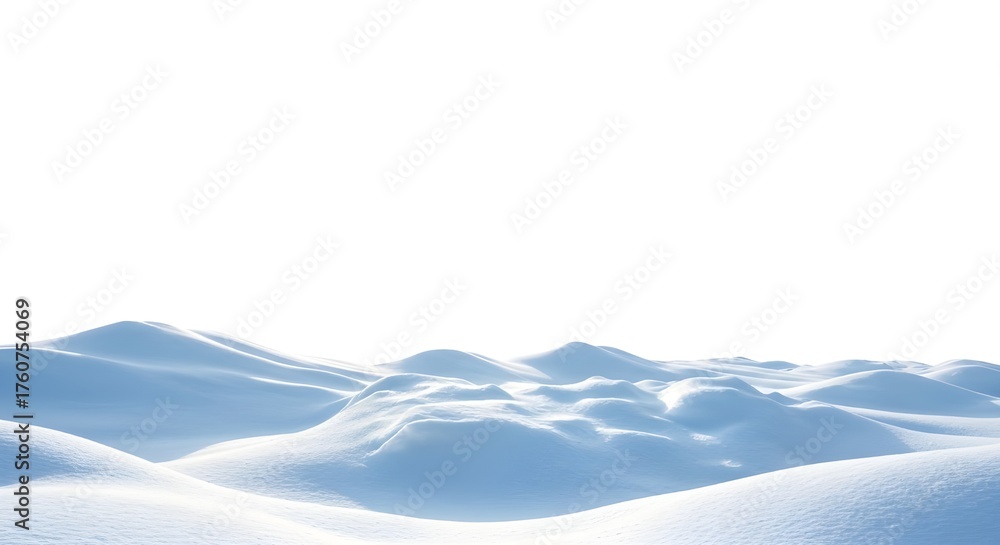 Fototapeta premium Winter snow dunes landscape on white background
