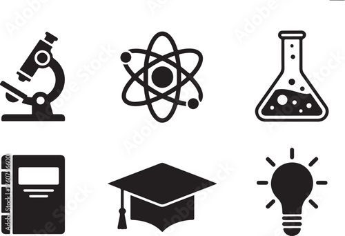 Science education icons for schools and learning