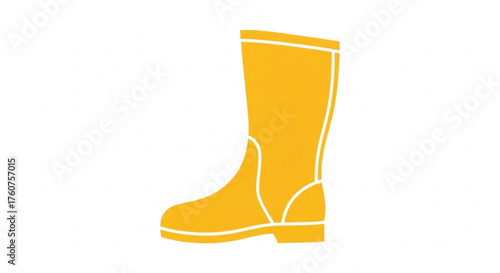 A yellow rubber boot stands ready for rainy days, this symbolizes protection, practicality, and outdoor adventures