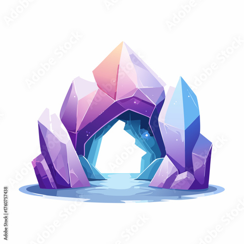 Illustration of a colorful crystalline archway with transparent design