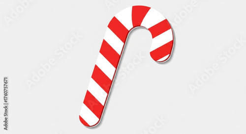 A festive candy cane, a classic holiday treat with red and white stripes, perfect for christmas decorations