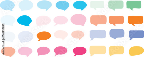 colorful speech bubble vector set, cartoon chat icon balloons, dialogue talk sticker, editable design